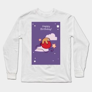 Happy Birthday Cloud Balloon Sloth Long Sleeve T-Shirt